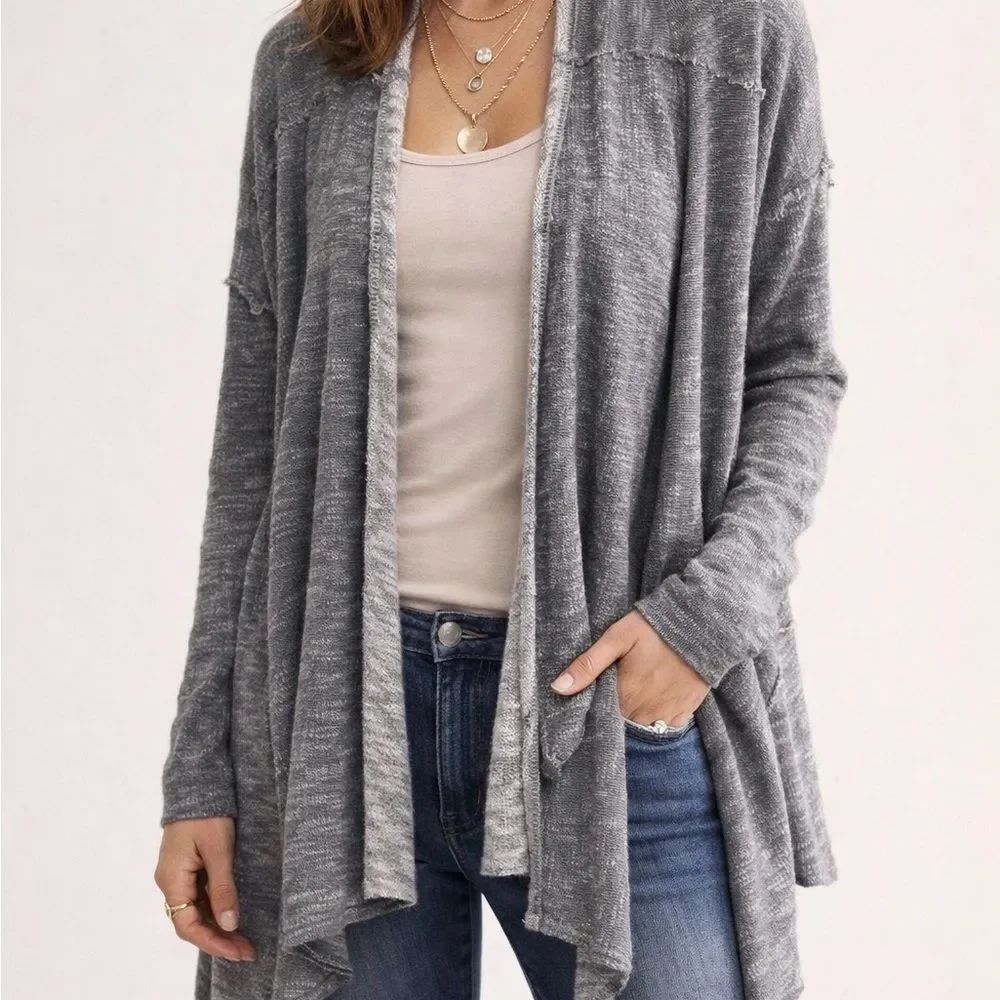 Free People Gray Draped Cardigan